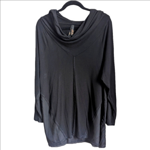 MELISSA McCARTHY X SEVEN Black Mixed Media Long Flowy Tunique Top Size 1X